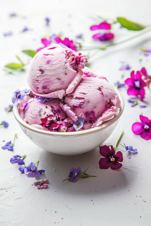 ice cream with flowers on it. created by aiの写真素材