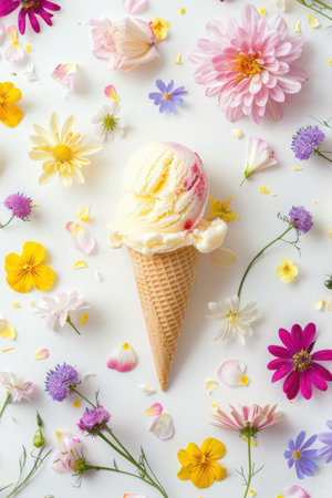 ice cream with flowers on it. created by aiの写真素材