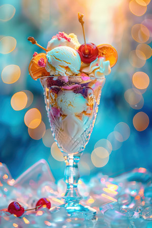 ice cream in a cafe. Created by ai