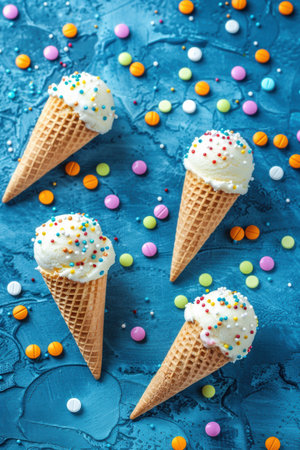 Colorful ice cream with pills. Created by ai