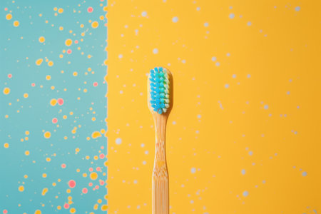 Creative Colorful Ecology Children's Toothbrushes on colorful Background. Free copy space in the...
