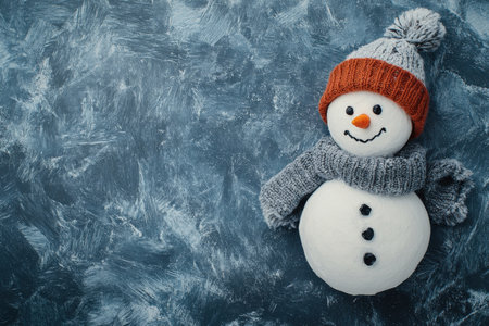 Winter background with snowman. Merry Christmas and New Year 2025 greeting card. Bannerの写真素材