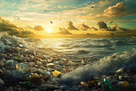 polution ocean. plastic. Ecological problem of garbage in the oceans.