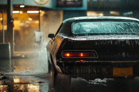 modern car washing using high pressure water.の写真素材