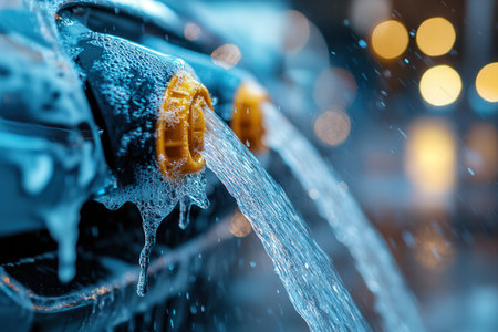modern car washing using high pressure water.Created by aの写真素材