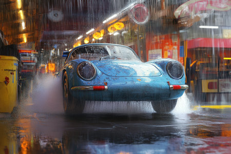 modern car washing using high pressure water.Created by aの写真素材