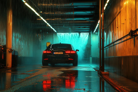 modern car washing using high pressure water.Created by aの写真素材