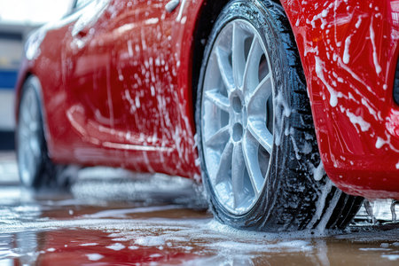 modern car washing using high pressure water.Created by aの写真素材
