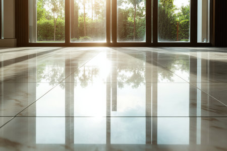 Close-up of clean tile on the floor of building.
