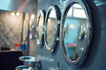 Shiny, streak-free mirrors reflecting a tidy, organized room. created by aiの写真素材