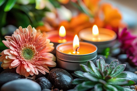 The luxury lighting aromatic scent clear color candle. Created by aiの写真素材