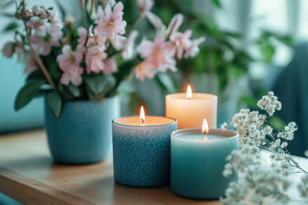 The luxury lighting aromatic scent clear color candle. Created by aiの写真素材