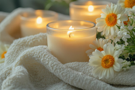 The luxury lighting aromatic scent clear color candle. Created by aiの写真素材