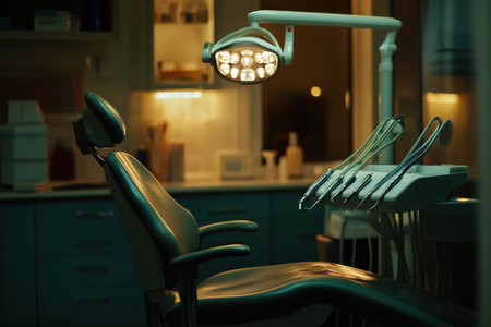 Interior of a stomatologists office. Dark light.の写真素材