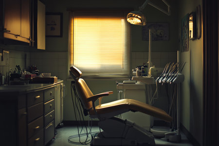 Interior of a stomatologists office. Dark light.の写真素材
