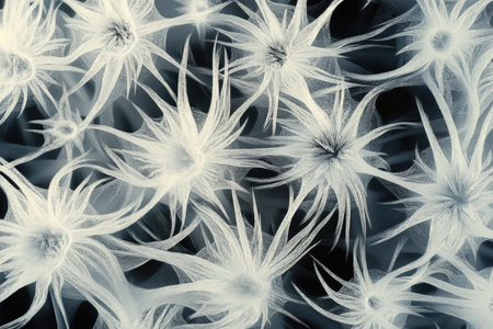 A close-up of frost patterns on a glass window.