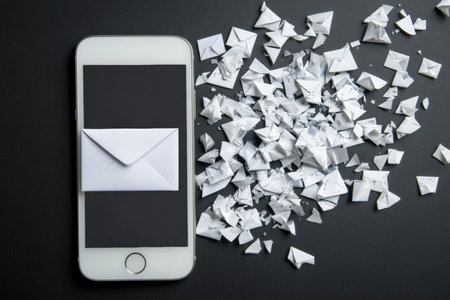 A mobile phone with an open email marketing campaign draft.