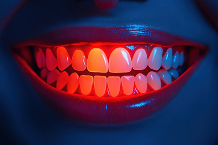 A bright, natural smile under studio lighting.の写真素材