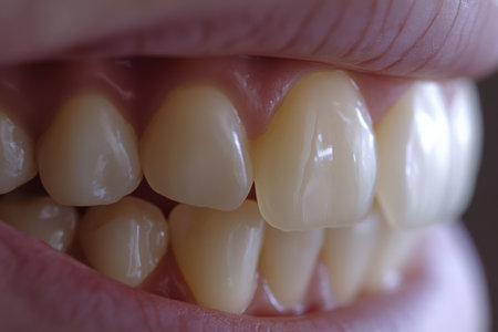 A bright, natural smile highlighting teeth whitening results under studio lighting. Before after.