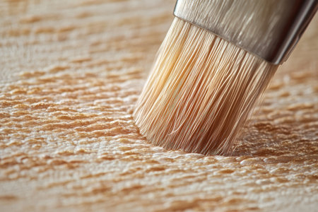 A close-up of a paintbrush tip creating fine details on a canvas.