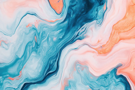 A close-up of acrylic paint blending smoothly on a stretched canvasの写真素材