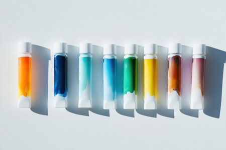 Watercolor tubes placed.