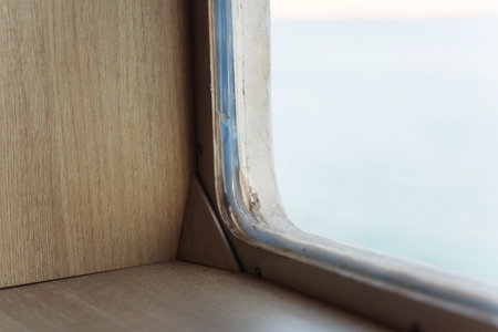 old sealant on window glass close upの写真素材