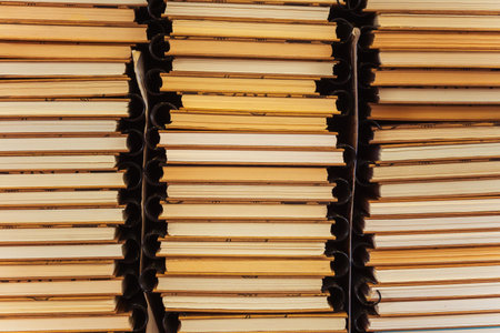 Stack of notebooks and books close -up