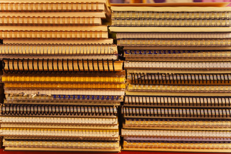 Stack of notebooks on the spring close -up