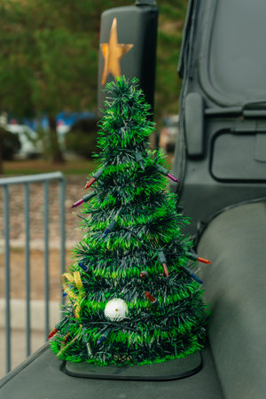 Christmas decoration on the car.