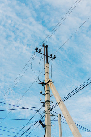 concrete pole for fastening electric lines. monolithic wire holder in the private sector