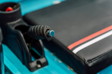 handbrake on a motor truck. handbrake on a three-wheeled motorcycleの写真素材