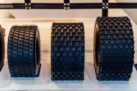 off-road tire stand for atv. black rubber tires for mountain racing on quad bikes