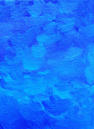 blue background with acrylic paints on canvasの写真素材