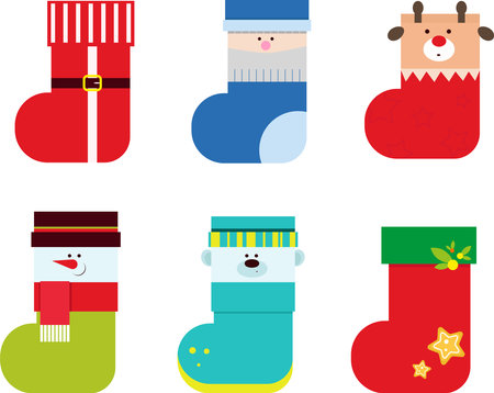 Christmas socks for gifts with facesのイラスト素材