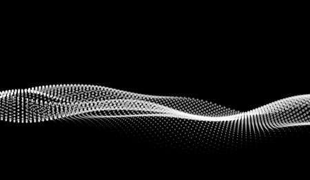 Big Data. Vector abstract futuristic digital landscape with particles dots and stars on horizon. computer geometric digital connectionのイラスト素材