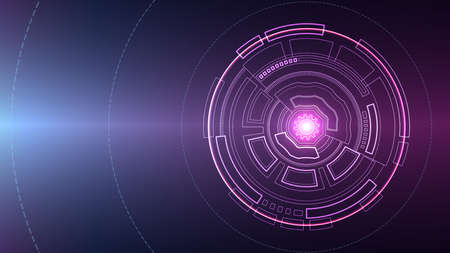 Gear wheel with circle. Futuristic mechanism design for business presentation. Vector technology Illustration with digital concept. Innovation tech background. Intelligence artificialのイラスト素材