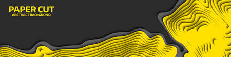 Black and white wave. Abstract paper cut. Abstract colorful waves. Wavy banners. Color geometric form. Wave paper cut. Map line of topography. Map mockup infographics. Vector illustration.のイラスト素材