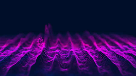Musical abstract sound wave on blue background. Digital equalizer for music. Music background equalizer concept. Sound wave. Dynamic vibration wallpaperの写真素材