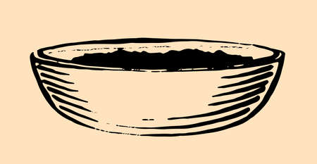 Dishes, plate in woodcut style. Vector in Engraving style illustrationsのイラスト素材