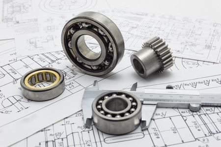 Mechanical scheme, caliper with bearing and small gear.の写真素材