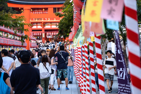 Kyoto, Japan - July 23, 2016. Torii gates at Fushimi Inari Shrine in Kyoto.のeditorial素材