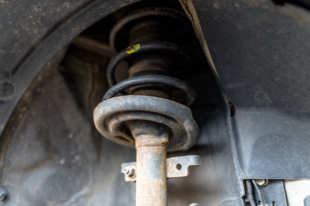 The suspension springs and the shock absorber.