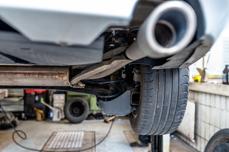 The exhaust system in the car.の写真素材