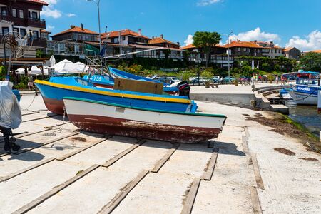 Nessebar, Bulgaria July 15, 2019. Sea port on the shores of the Black Sea in Nessebar in Bulgaria on...