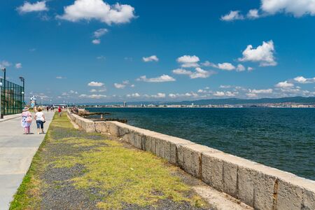 Nessebar, Bulgaria July 11, 2019. Road on the shores of the Black Sea leading from Sunny Beach to the historic city of Nessebar in Bulgaria.のeditorial素材