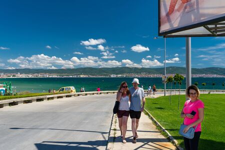 Nessebar, Bulgaria July 11, 2019. Road on the shores of the Black Sea leading from Sunny Beach to the historic city of Nessebar in Bulgaria.のeditorial素材