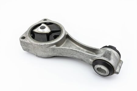 An engine mount, in the shape of an arm, used to stabilize the diesel power unit, isolated on a...