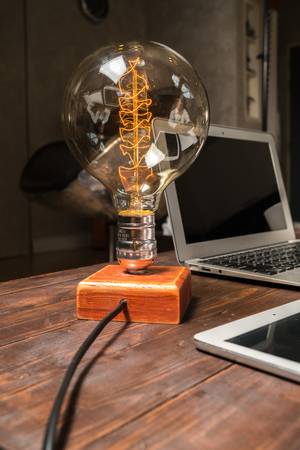 lamp on working deskの写真素材