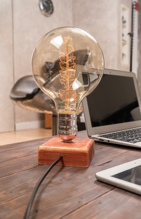 lamp on working deskの写真素材